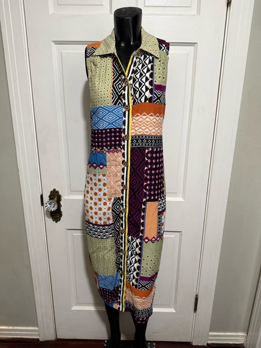 Anthropologie Size 6 Patchwork Sleeveless Dress Multicolored Summer Spring